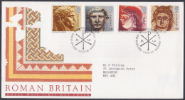 GB Great Britain 1993 FDC Roman, Rome, Mosaic, Golden Coin, Hadrian, Pictorial Postmark, First Day Cover - Briefe U. Dokumente