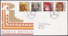 GB Great Britain 1993 FDC Roman, Rome, Mosaic, Golden Coin, Hadrian, Pictorial Postmark, First Day Cover - Storia Postale