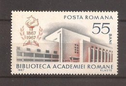 Romania - 1967 - CENTENARUL BIBLIOTECII ACADEMIEI ROMANE, Nestampilat - Unused Stamps