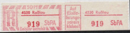 DDR Einschreibemarke Roßlau SbPA Postfrisch, EM2F-4530(2) Zh (Mi 2G) - R-Zettel