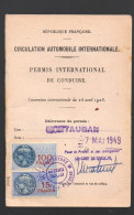 Montauban (82) Permis International De Conduire 1949 Avec Timbres Fiscaux Et Photo Du Titulaire (PPP47251) - Storia Postale