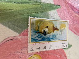 Korea Stamp 1974 Women In Namgang Village With Gun In Classic Ox Paintings - Corea Del Nord