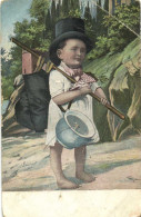 Enfant En Voyage Avec Son Sac Et Son Pot De Chambre  Colorisée RV - Szenen & Landschaften