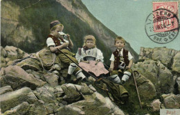 Enfants En Excursion En Montagene + Timbre Suisse RV - Szenen & Landschaften