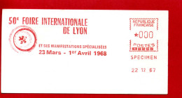 Epreuve D'essai - EMA "SPECIMEN" Machine SECAP - 50e FOIRE INTERNATIONALE DE LYON 1968 - EMA (Empreintes Machines à Affranchir)