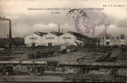 N°1103 W -cpa Chalon Sur Saône -la Gare -Ets Schneider- - Gares - Avec Trains