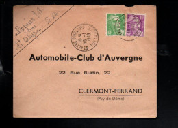 GANDON AFFRANCHISSEMENT COMPOSE SUR LETTRE DE SAINT ALYRE D'ARLANC 1949 - 1921-1960: Moderne