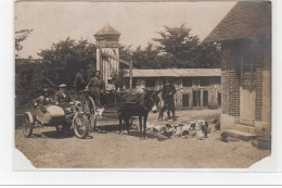 NOGENT LE ROTROU : Carte Photo (side Car Et Attelage) - état (2 Coins Manquant) - Nogent Le Rotrou