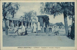 AFRICA - ERITREA - ASMARA - FONTANA E MERCATO INDIGENO - ED. BASSI - 1930s (12541) - Erythrée