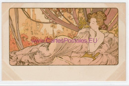 MUCHA Alfons : Carte Postale Ancienne "le Crépuscule"- Bon état (marques D'album) - Mucha, Alphonse