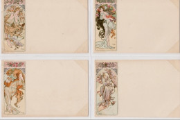 MUCHA Alfons : Série De 4 Cartes Postales Anciennes "les Saisons" - Bon état (légères Marques D'album) - Mucha, Alphonse