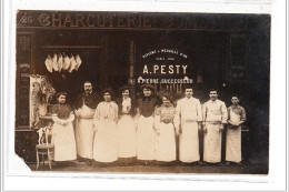 PARIS 14 : Carte Photo De La Charcuterie PESTY Au 25 Rue De L'ouest - état (un Coin Manquant) - District 14