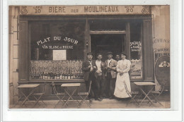 MEULAN - CARTE PHOTO - Café """"Bière Des Moulineaux"""" Charles Voisin, Aviateur (?) - Très Bon état - Meulan