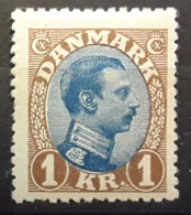 DANMARK DANEMARK 1921 , Christian X,  Yvert 147, 1 Kr Brun Et Bleu,  Neuf * MH TB - Nuovi