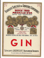 Etiquette Ancienne GIN - Vincent Jacoulot à RomanèchesThorins - - Alcoli E Liquori