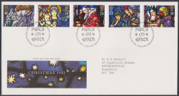 GB Great Britain 1992 FDC Christmas, Christianity, Christian, Religion, Festival, Pictorial Postmark, First Day Cover - Cartas & Documentos