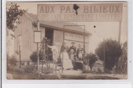 DRANCY : Carte Photo Du Café """"aux Pas Bilieux"""" Avenue De La Concorde Vers 1910 - Bon état (trou De Punaise) - Drancy