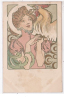 MUCHA Alphonse : Femme Au Coq - état (traces) - Mucha, Alphonse