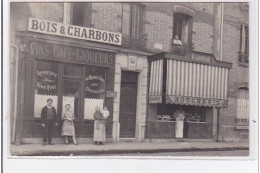 ASNIERES : Carte Photo Du Café ISSALY Et De La Boucherie LANDEAU - Très Bon état - Asnieres Sur Seine