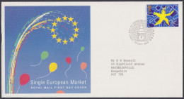GB Great Britain 1992 FDC SIngle European Market, Euro, European Union, Europe, Pictorial Postmark, First Day Cover - Briefe U. Dokumente