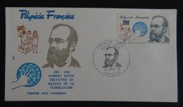 POLYNESIE FDC YT PA 167 "ROBERT KOCH" ANNEE 1982 RABAT COLLE  PARTIELLEMENT AU VERSO - FDC