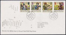 GB Great Britain 1992 FDC The Civil War, King Charles, Oliver Cromwell, English, Pictorial Postmark, First Day Cover - Covers & Documents