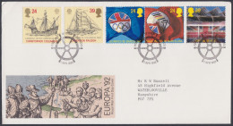 GB Great Britain 1992 FDC Europa Olympics, Columbus, Boat, Ship, Flag, Raleigh, Pictorial Postmark, First Day Cover - Cartas & Documentos