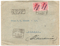 Maroc Espagnol - Paire 40 Centimos Sur Lettre Recommandée De Tanger De 1929 Pour L'Allemagne - Pli Vertical - Spanish Morocco