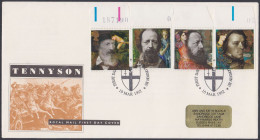 GB Great Britain 1992 FDC Alfred Tennyson, Literature, English Poet, Poetry, Pictorial Postmark, First Day Cover - Brieven En Documenten