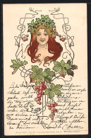 Künstler-AK E. Döcker: Blonde Schönheit Mit Blumenkranz Im Haar, Jugendstil  - Döcker, E.