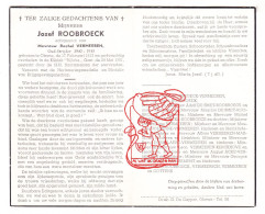 DP Jozef Roobroeck 38j. ° Olsene Zulte 1913 † Gent 1951 X Rachel Vermeeren // Goeminne Martens Dobbelaere Acke Cottens - Devotieprenten