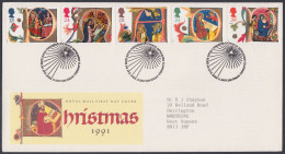 GB Great Britain 1991 FDC Christmas, Christianity, Christian, Religion, Pictorial Postmark, First Day Cover - Briefe U. Dokumente