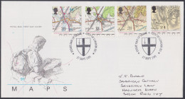 GB Great Britain 1991 FDC Map, Maps, Cartography, Pictorial Postmark, First Day Cover - Lettres & Documents