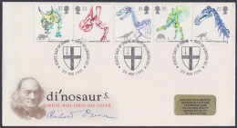 GB Great Britain 1991 FDC Dinosaurs, Dinosaur, Richard Owen, Fossil, Pictorial Postmark, First Day Cover - Brieven En Documenten