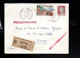 AFFRANCHISSEMENT COMPOSE SUR LETTRE RECOMMANDEE DE NOYON OISE 1964 - 1961-....