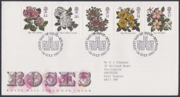 GB Great Britain 1991 FDC Rose, Roses, Flower, Flowers, Pictorial Postmark, First Day Cover - Cartas & Documentos