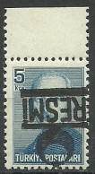 Turkey; 1951 Official Stamp 5 K. ERROR "Inverted Overprint" - Official Stamps