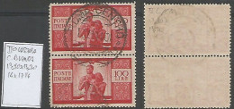 Democratica 100 Lire II° Lastra Carta BIANCA - D. 13,90X13,30 (14x13e 1/4 ) - Usato R2CSx - Coppia Verticale - 1946-60: Used