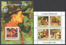 O0064 2004 Sao Tome & Principe Scouting Boy Scouts 1Kb+1Bl Mnh - Unused Stamps