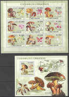 O0057 2008 Sao Tome & Principe Mushrooms & Orchids Kb+Bl Mnh - Champignons