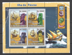 O0051 2008 S. Tome & Principe Sailing Ships Easter Island Art 1Kb Mnh - Ships