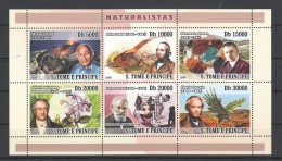 O0046 2008 Sao Tome & Principe Naturalists Darwin Tazieff Dinosaurs Fauna Kb Mnh - Préhistoriques