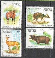 Ft164 1994 Congo Fauna Wild Animals Protection Nature #1421-24 1Set Mnh - Andere & Zonder Classificatie