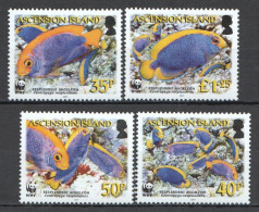 Ft131 2007 Ascension Island Wwf Resplendent Angelfish Fauna #989-992 1Set Mnh - Maritiem Leven