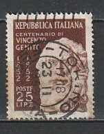 1952  GEMITO  25 Lire USATO - 1946-60: Oblitérés