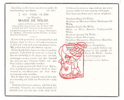 DP Juff. Marie De Wilde ° Kalken Laarne 1888 † 1947 Meuleman Verhoeven Borgelioen - Devotion Images