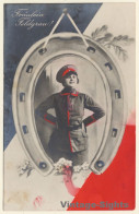 WW1: Fräulein Feldgrau / Horseshoe - Patriotism (Vintage RPPC 1917) - War 1914-18