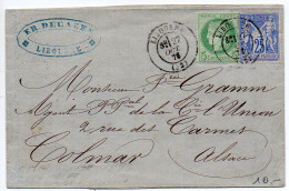 N° 53 (Cérès) + 25c Sage Sur Lettre De 1876 - 1849-1876: Periodo Clásico