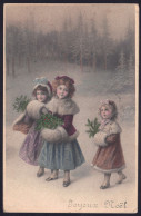 +++ CPA - Fantaisie - Illustrateur M.M. VIENNE N° 794 - M.Munk - Joyeux Noël - Enfants - Filles - Fillettes Avec Gui  // - Vienne