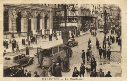 Marseille La Canebière Anné 1935 Autobus Voiture Taxi Animée RV - Canebière, Stadscentrum